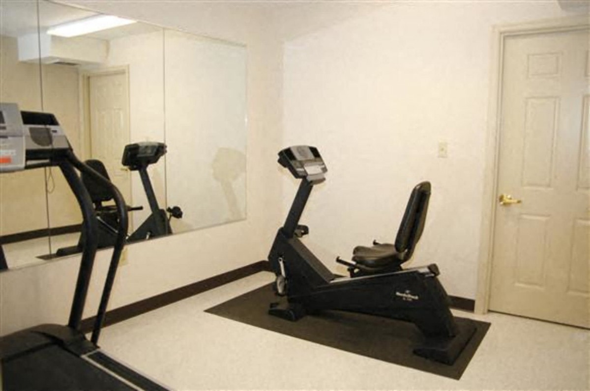 A minimalist home gym setup featuring an exercise bike.