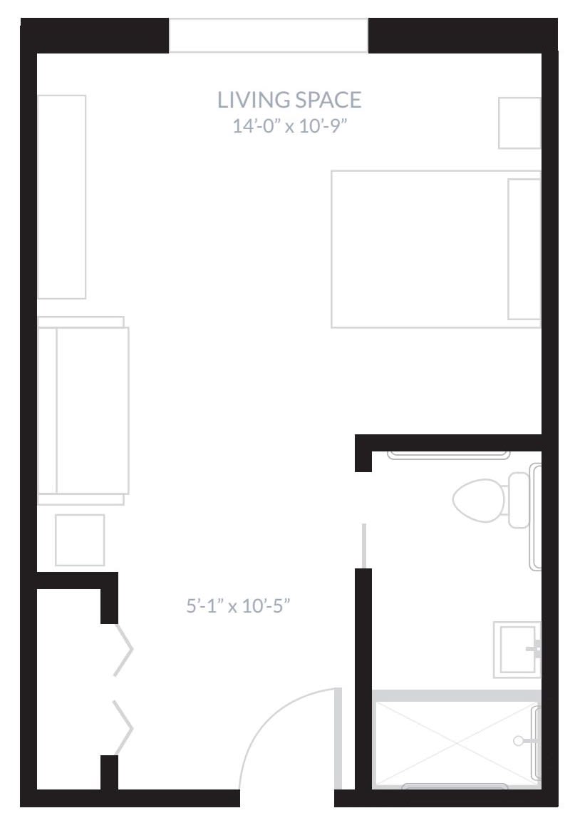 A simple floor plan of a compact apartment layout.