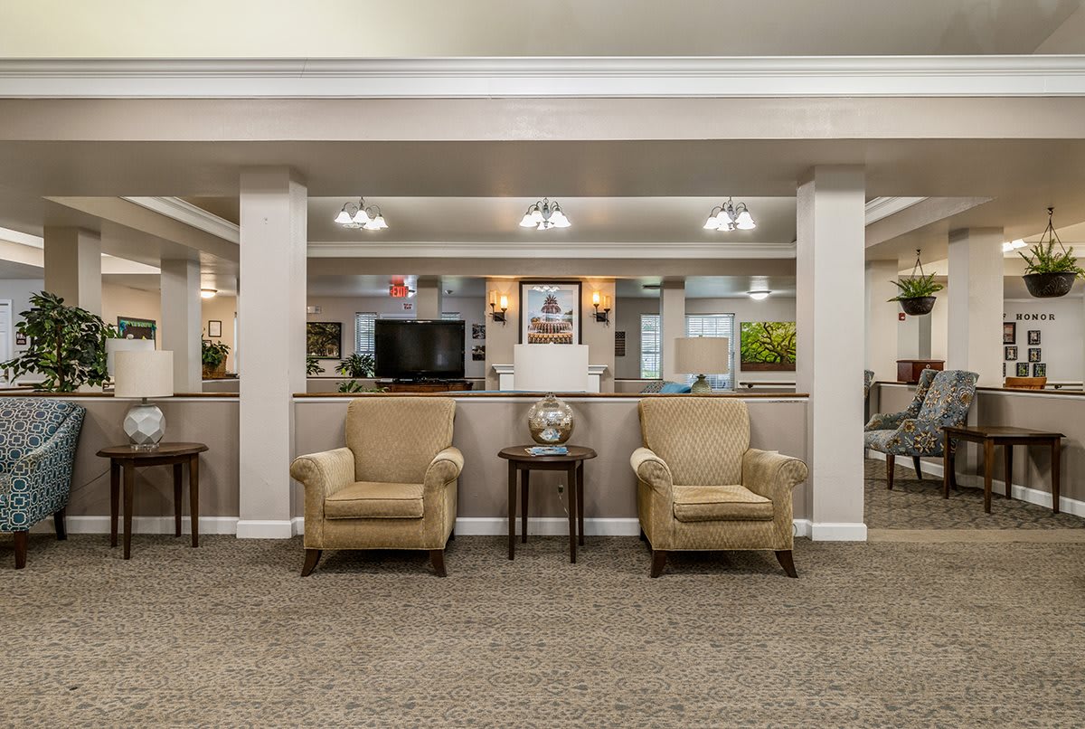 A welcoming lobby with comfortable seating and elegant decor.
