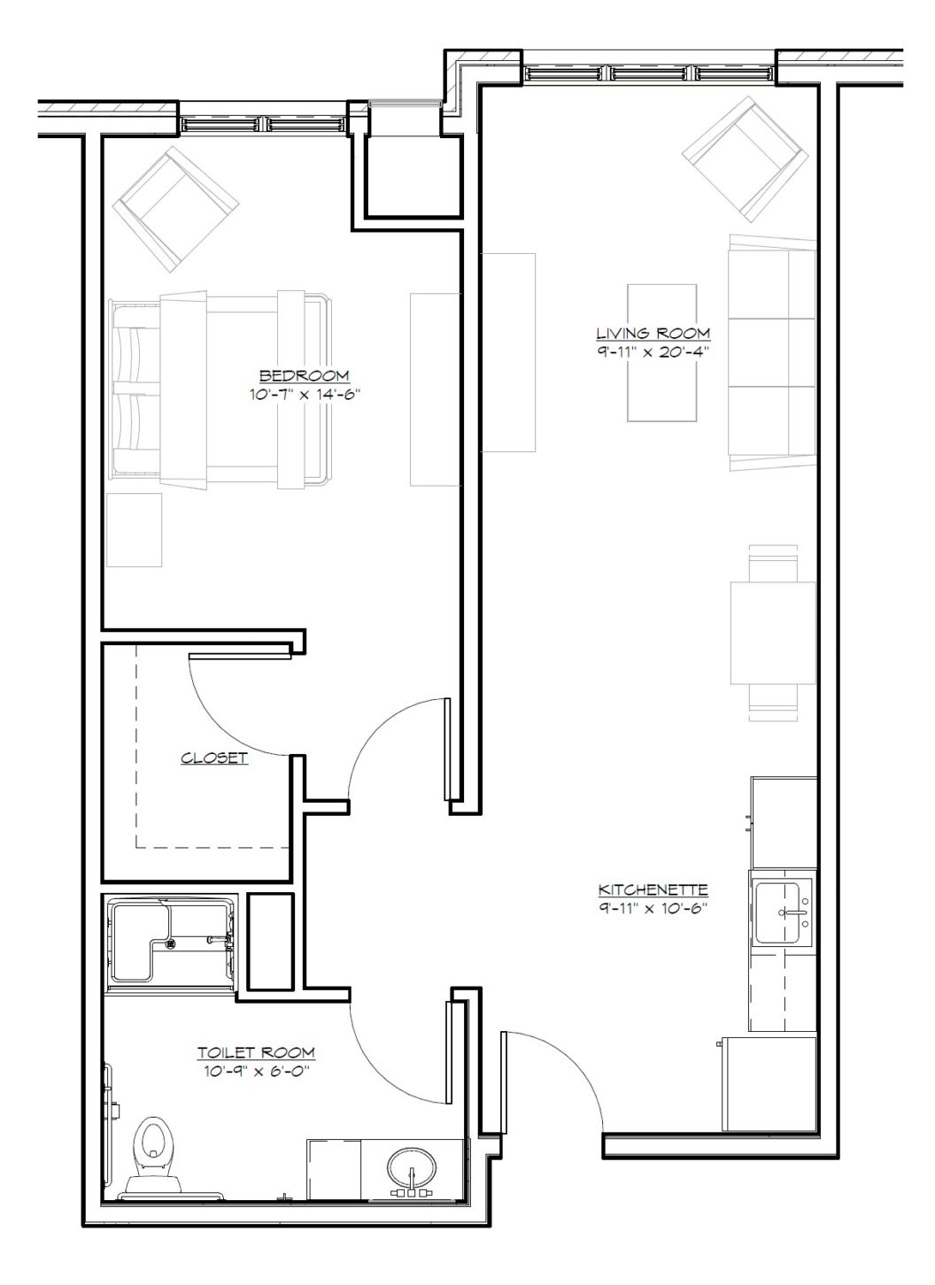 A detailed floor plan showcasing an apartment layout with designated areas for different rooms.