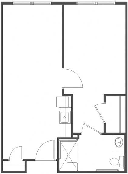 A simple architectural floor plan layout.