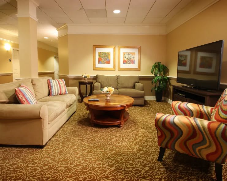 Cozy living room with comfortable seating and modern decor.