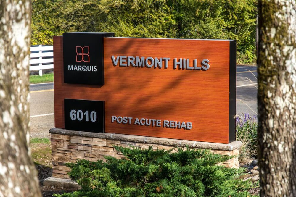 Sign for Vermont Hills Post Acute Rehab facility