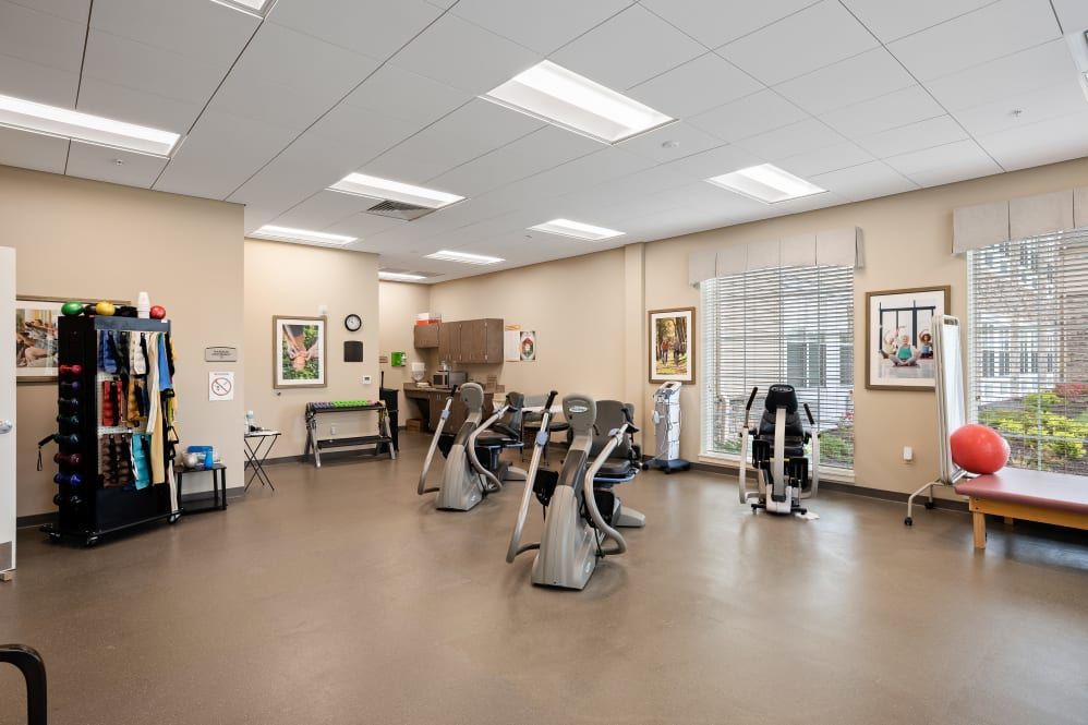 A well-equipped fitness center with treadmills and exercise machines.