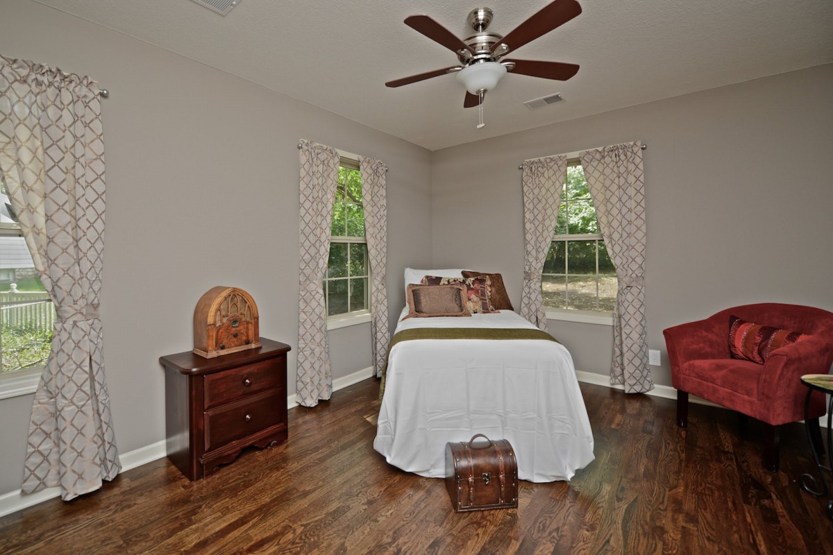 Resident bedroom with window.
