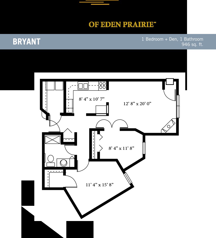 A two-bedroom apartment floor plan layout.