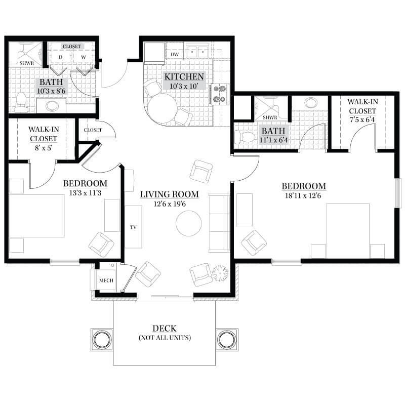 A detailed floor plan of a house showing the layout of rooms and spaces.