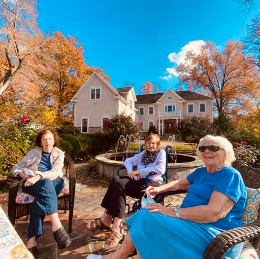 Enjoying a beautiful autumn day with friends in the garden.