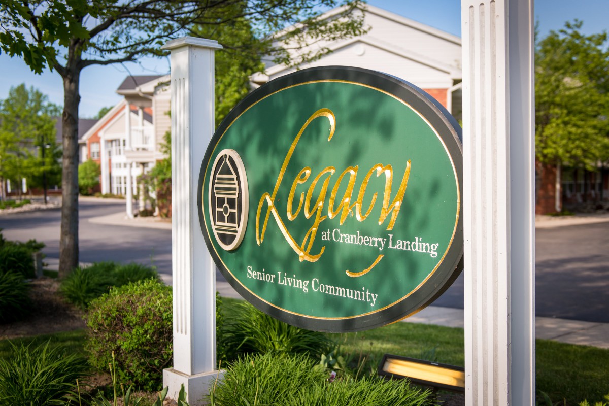 Sign for Legacy at Cranberry Landing, a senior living community.