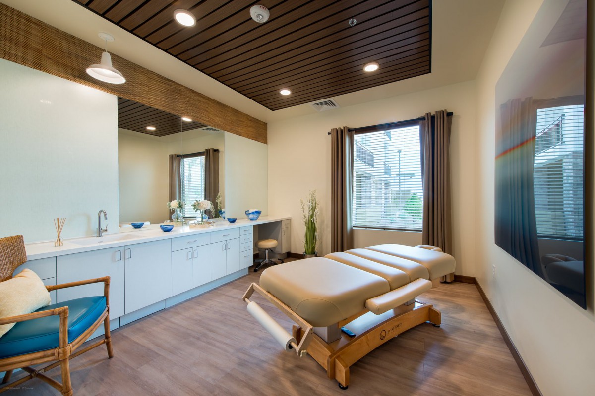 A tranquil spa massage room designed for relaxation and therapy.