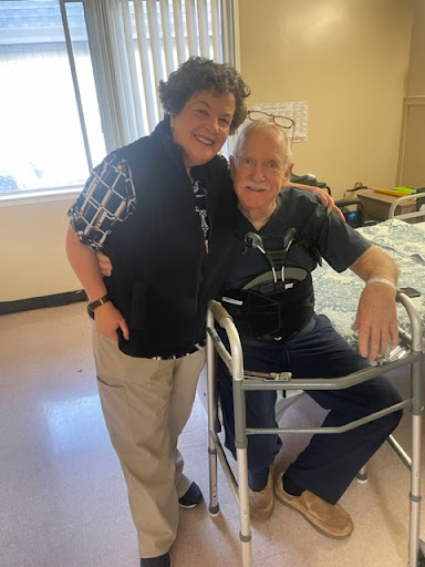 A moment of support and recovery in a hospital setting.
