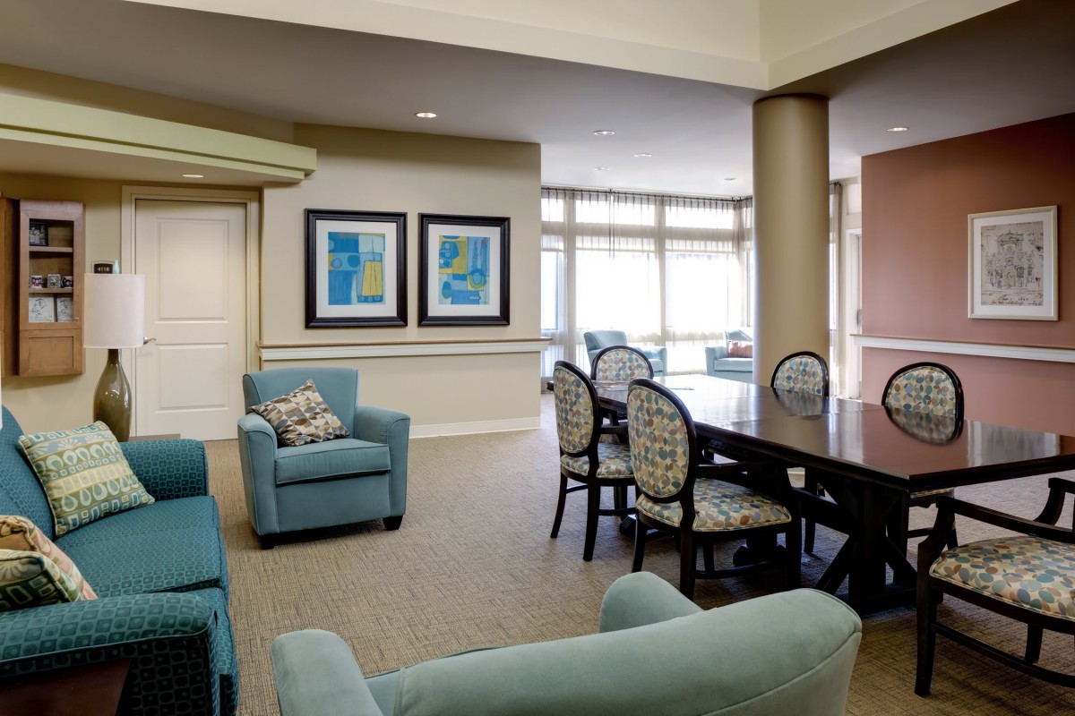 A modern living room with comfortable furniture and stylish decor.