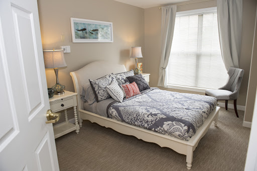 A cozy and stylish bedroom featuring a bed with decorative pillows, bedside lamps, and natural light from the window.