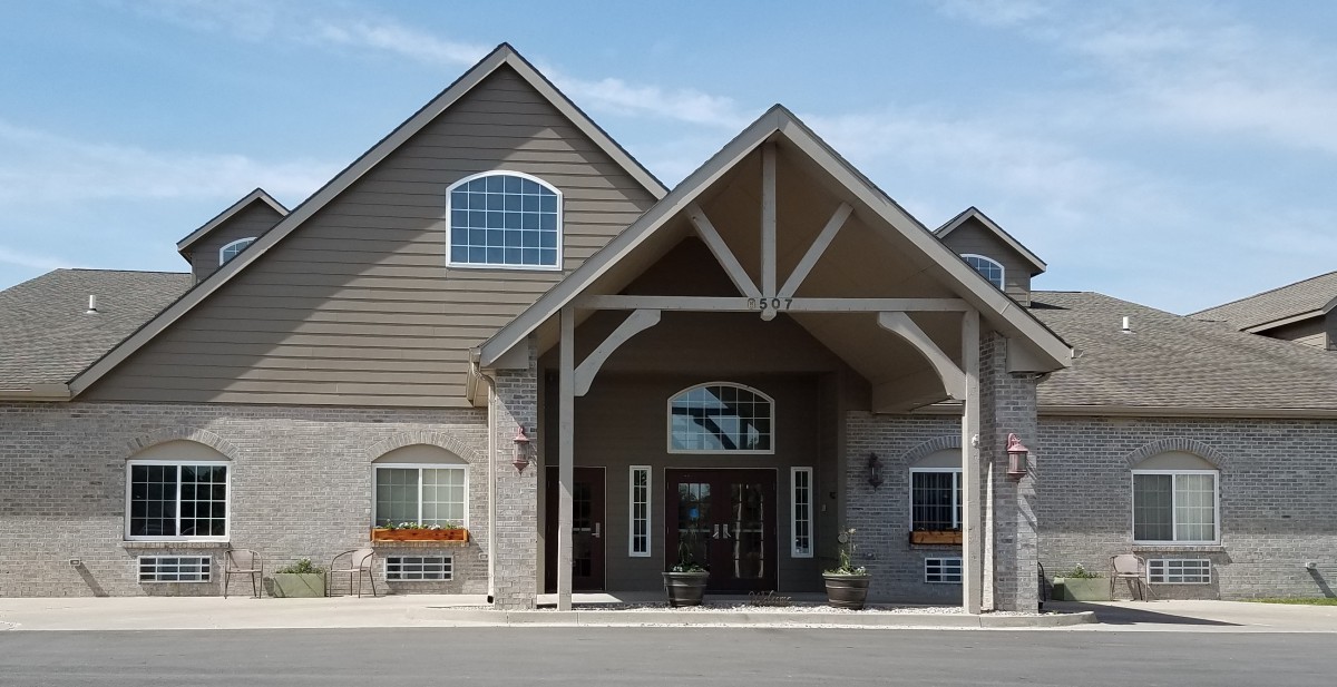 A large residential building with a welcoming entrance.