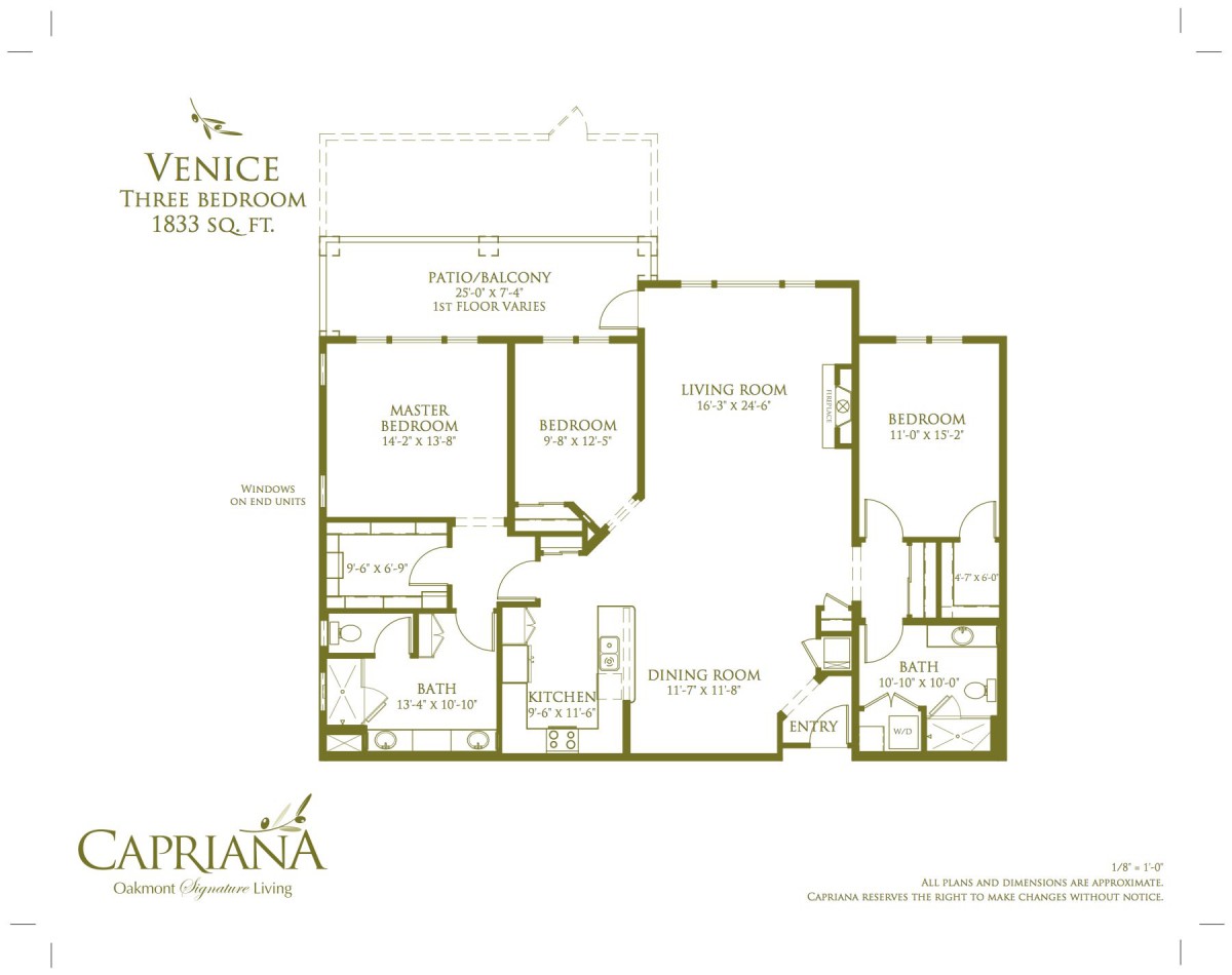 Floor plan of the Venice model home layout featuring detailed room placements.