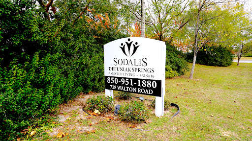 Sign for Sodalis in Dothan Springs located on Walton Road, displaying contact information.