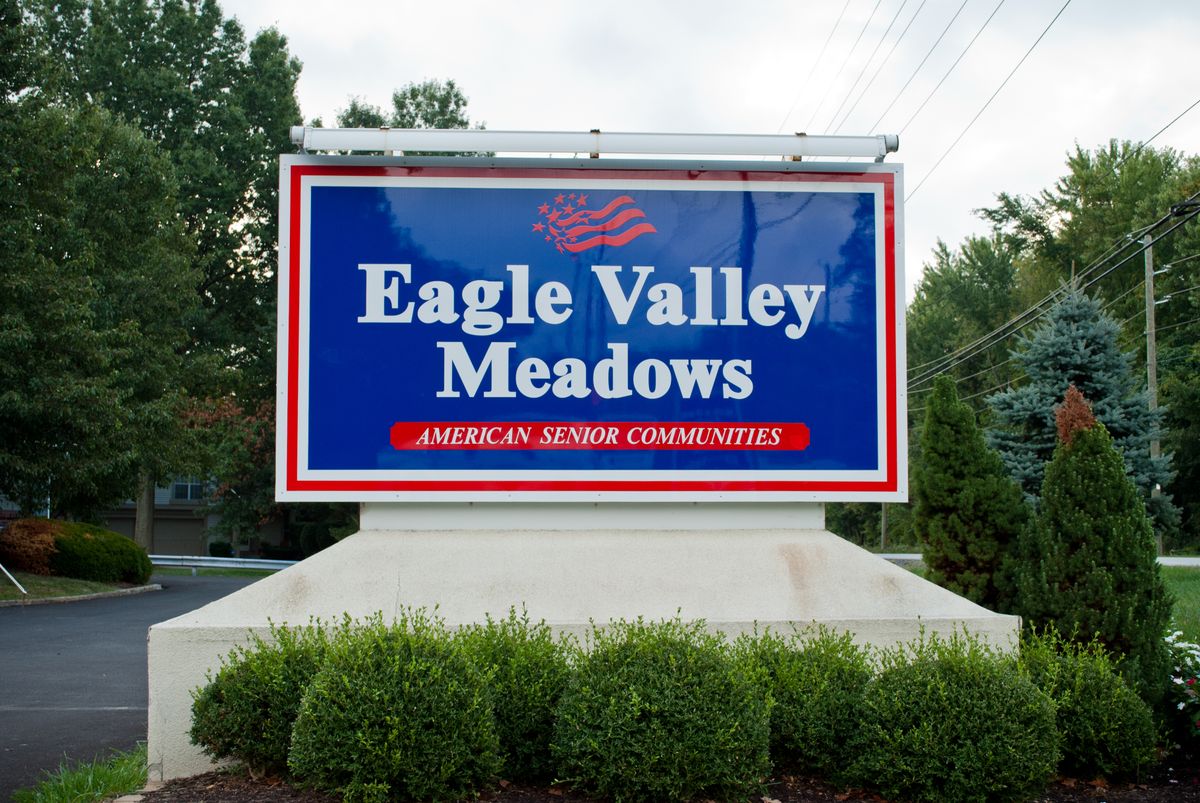 Sign for Eagle Valley Meadows, an American Senior Communities nursing home.