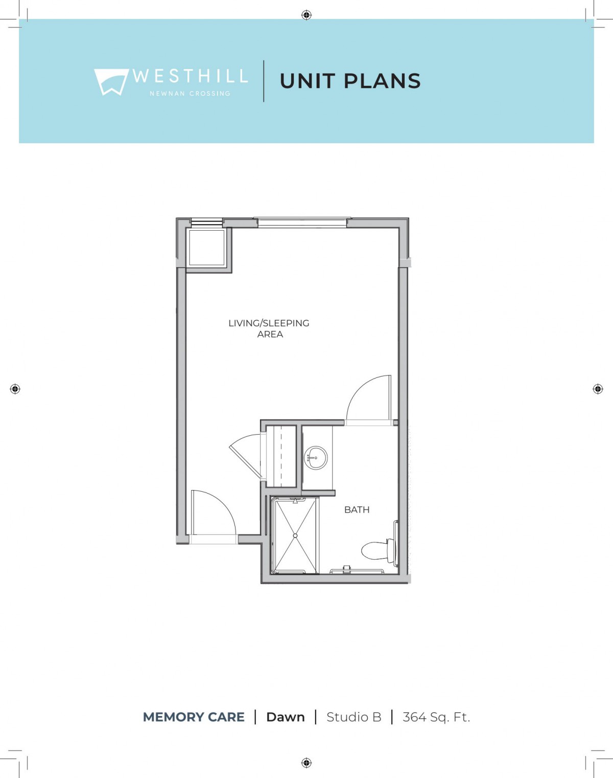 Floor plan featuring a bathroom and living area.