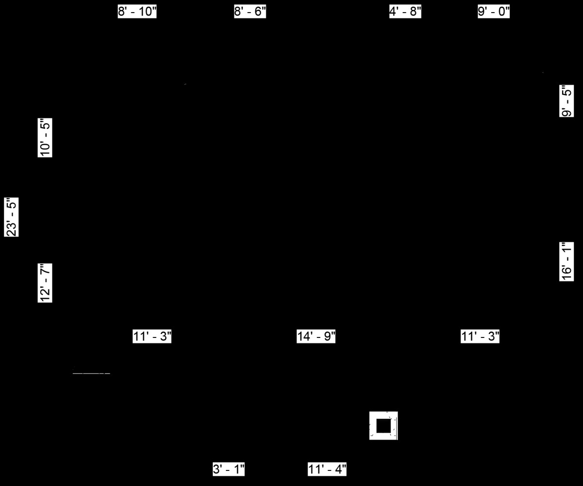 A simple grid map with symbols, resembling a maze layout.
