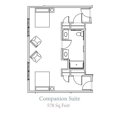 Floor plan of a Companion Suite measuring 578 square feet.