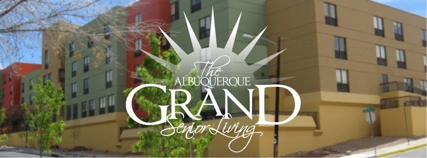 The Albuquerque Grand Senior Living logo overlaid on a building.
