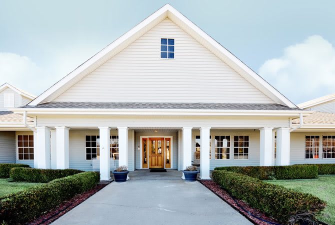 A suburban house with a welcoming front entrance.