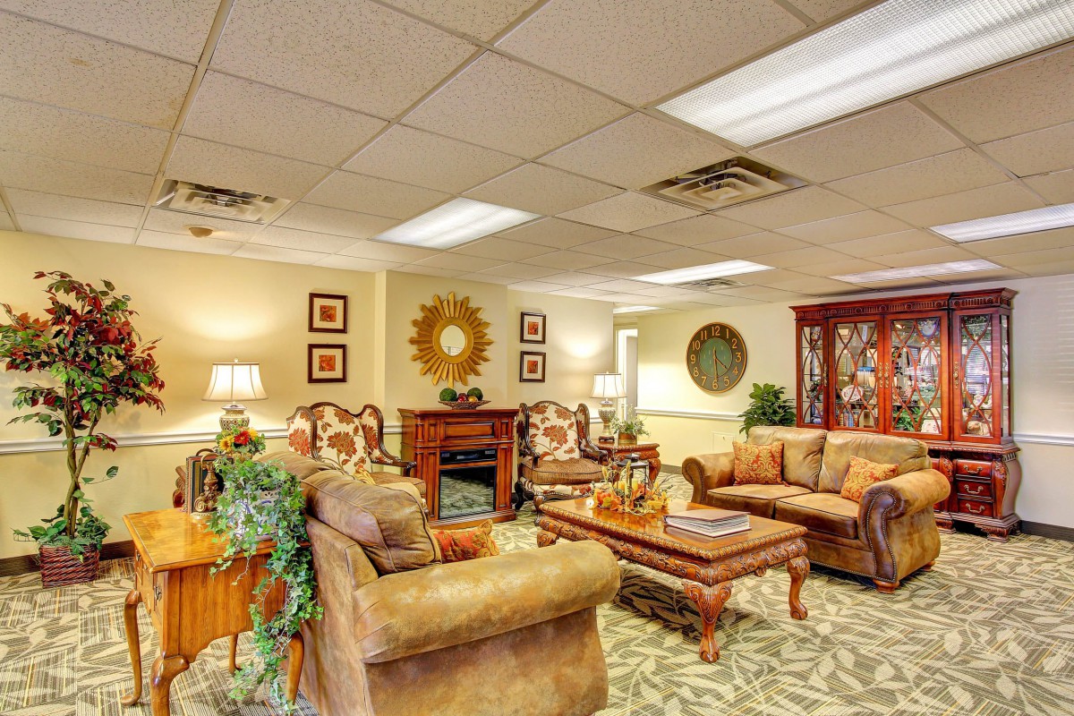 A cozy living room with comfortable sofas and elegant decor.