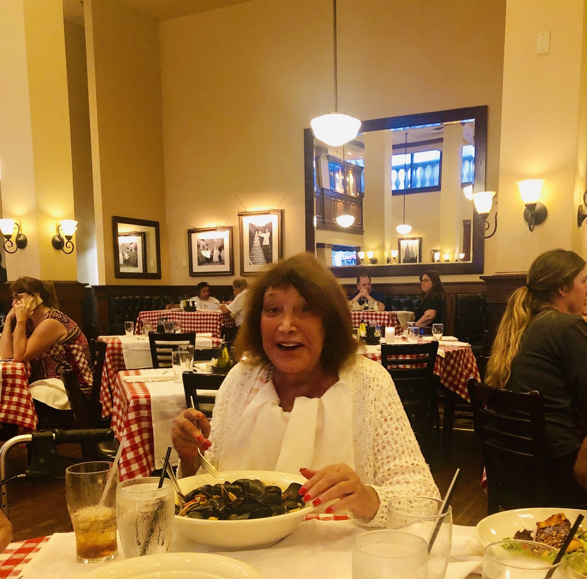 A person enjoying a meal at a restaurant.