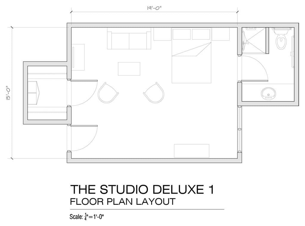 Floor plan layout of The Studio Deluxe 1