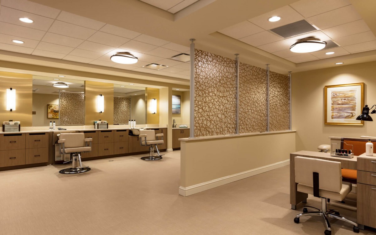 A luxurious and modern spa interior designed for relaxation and wellness.