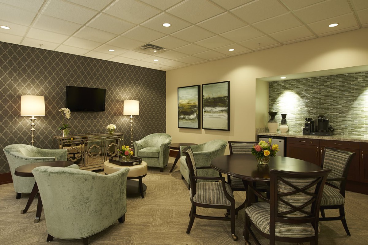 A modern living room with comfortable seating and stylish decor.