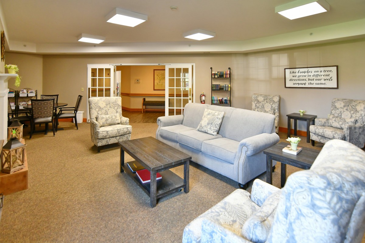 Spacious living room with comfortable seating and a cozy atmosphere.