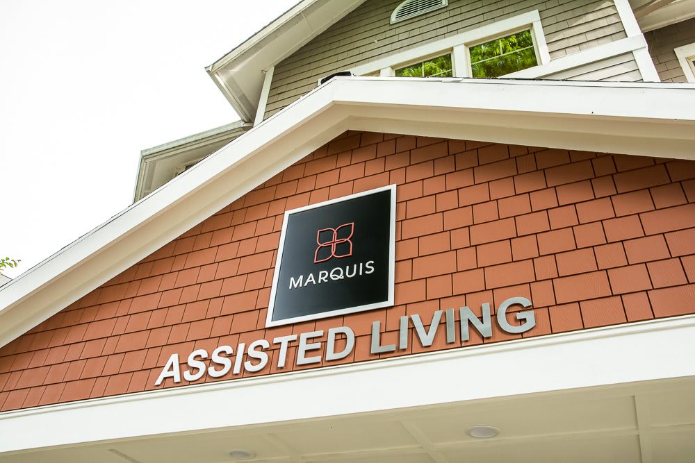 Entrance sign for an assisted living facility.