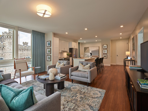 A beautifully designed modern living room featuring comfortable seating and elegant decor.