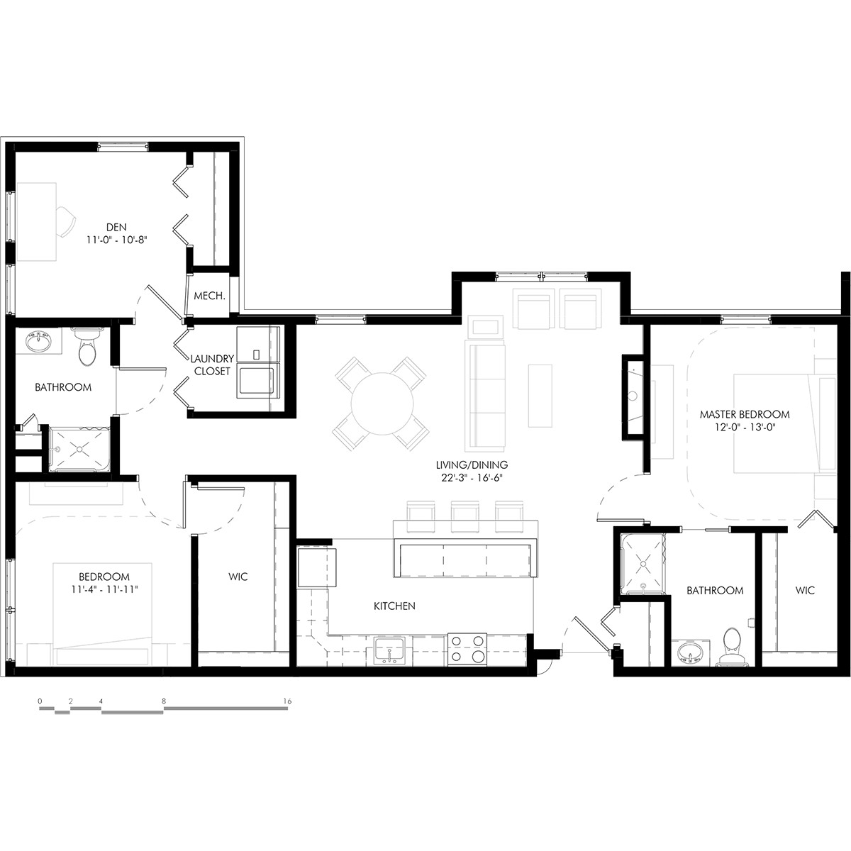 A floor plan illustrating the layout of a residential space.