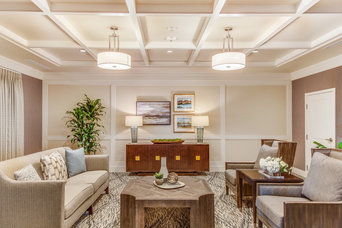 A modern and elegantly designed living room with sophisticated decor and comfortable furniture.