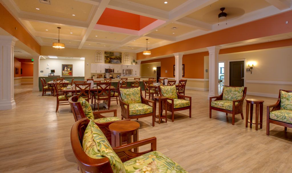 A cozy lounge with vibrant furniture and a welcoming atmosphere.