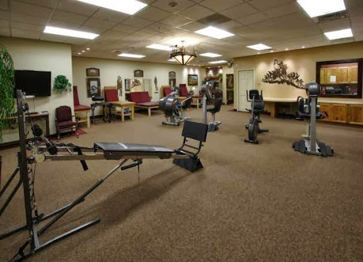 A well-equipped gym featuring various exercise machines in a comfortable setting.