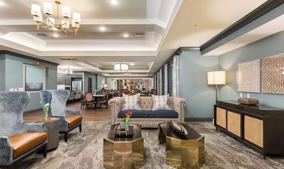 Luxurious lobby with elegant seating and decor.