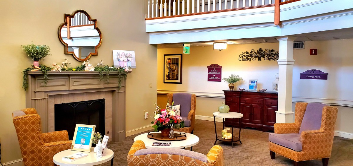 A cozy living room with elegant decor and comfortable seating.