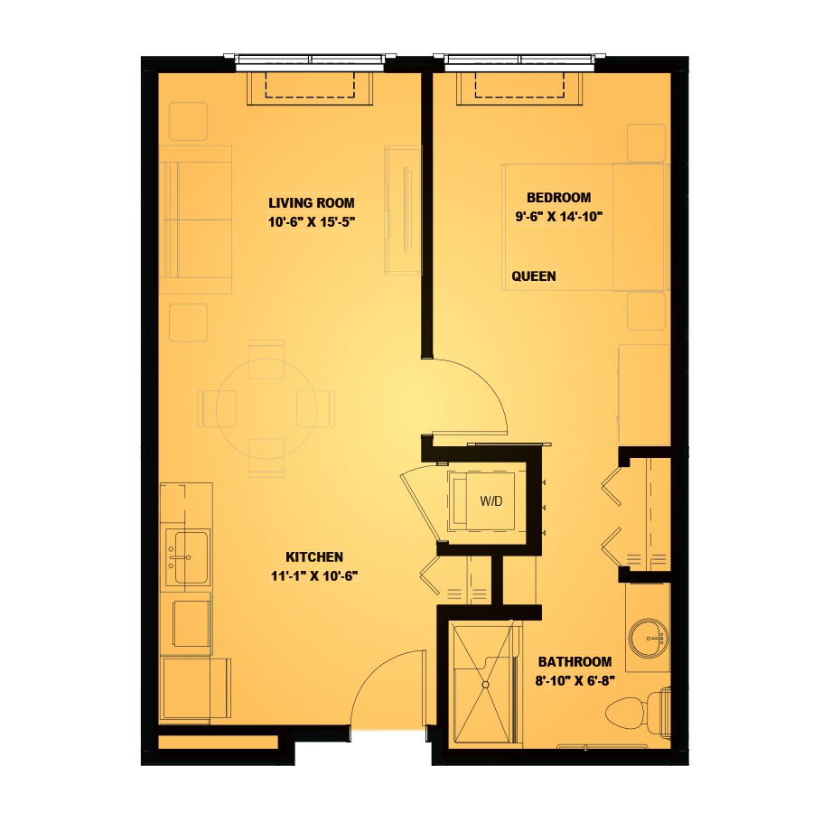 A detailed floor plan of an apartment showing various room dimensions.