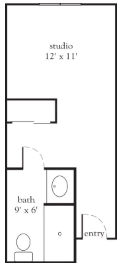 A simple floor plan showing a bathroom layout.