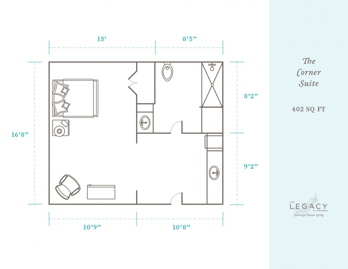 A floor plan of a small apartment detailing the layout and room dimensions.