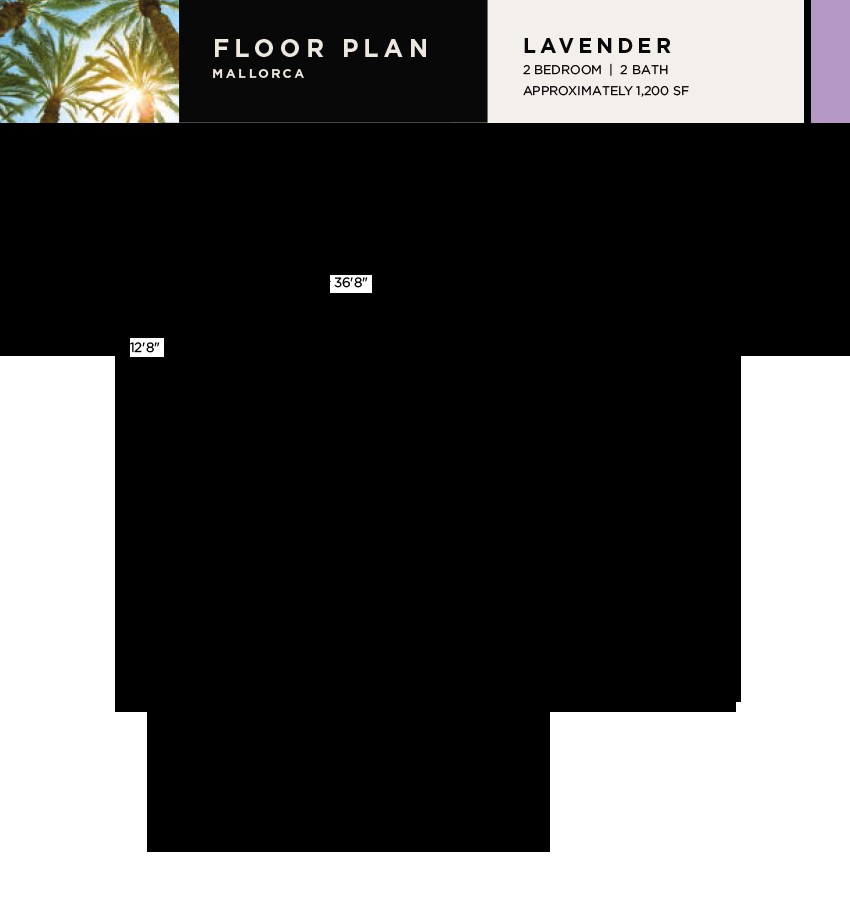 A floor plan layout labeled 'Lavender', showcasing a room configuration for a building.