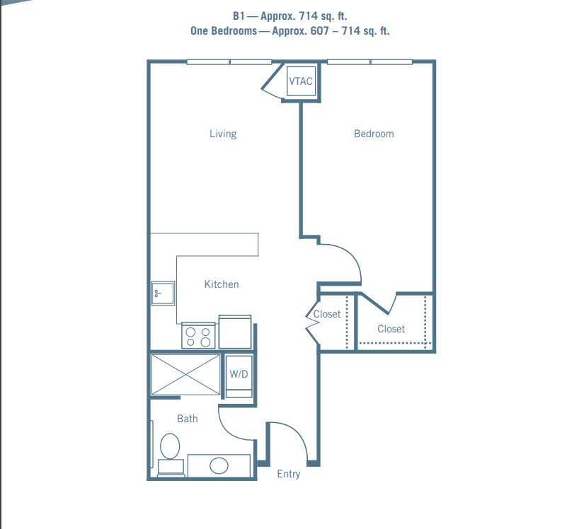 A floor plan of a two-bedroom apartment measuring 770 sq. ft.