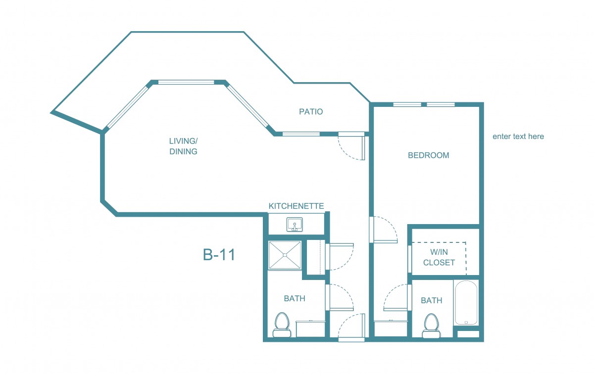 Blueprint layout of a residential apartment unit.
