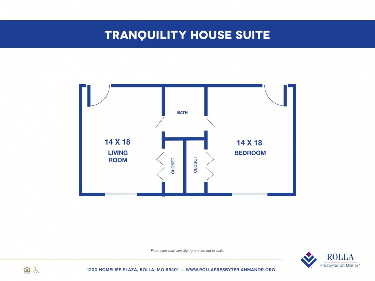 Floor plan of the Tranquility House Suite showing the layout and room dimensions.