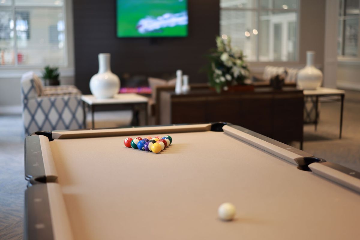 Stylish game room featuring a billiards table ready for play.