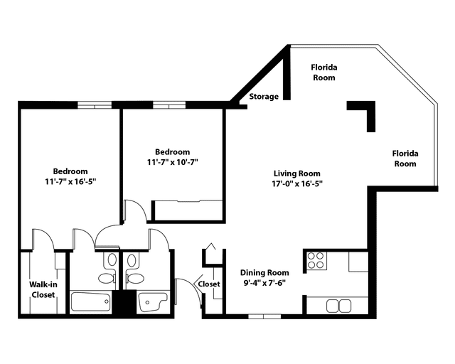 Floor plan showing a detailed layout of a residential apartment with labeled rooms and dimensions.