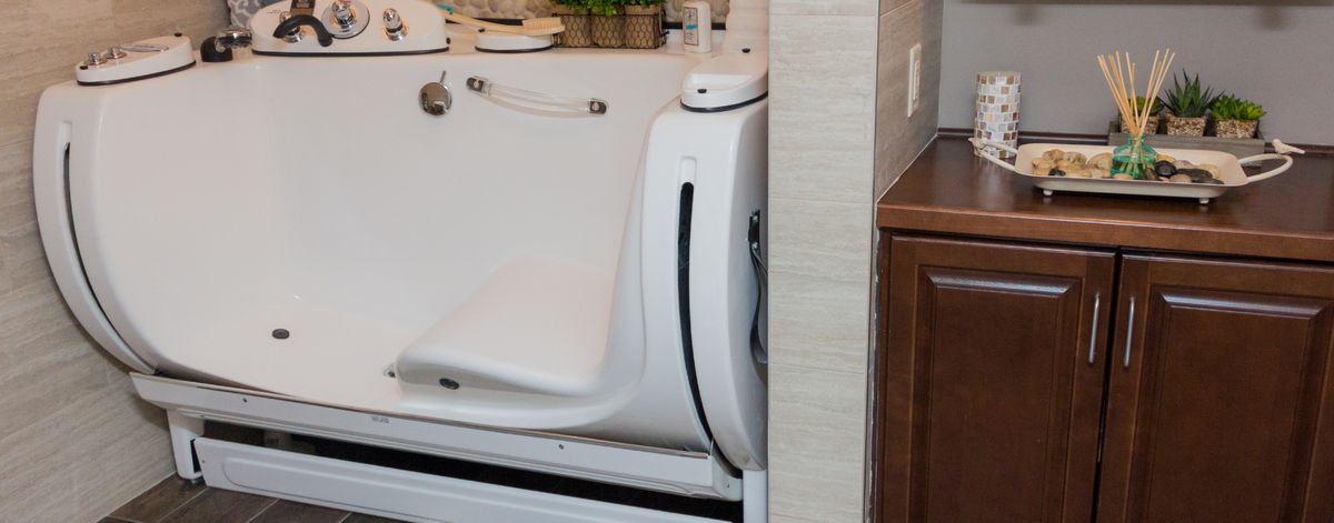 An accessible walk-in bathtub designed for safety and convenience.